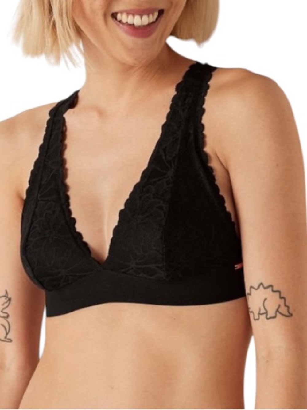 PINK Strappy Back Lace Halter Bralette